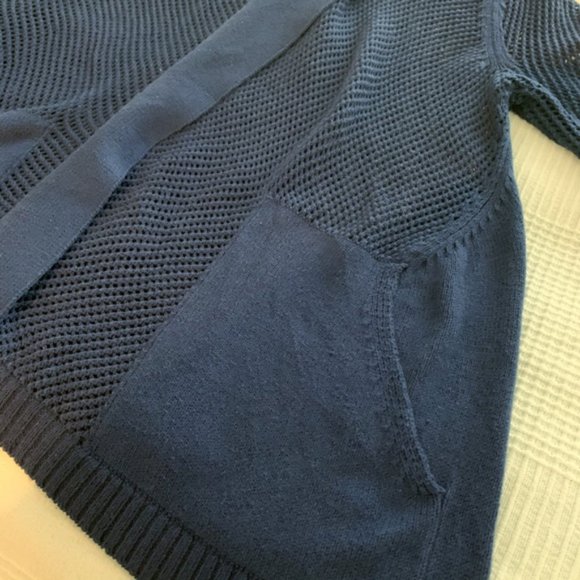 White + Warren Hooded Mesh Knit Cardigan Sweater - Picture 5 of 8